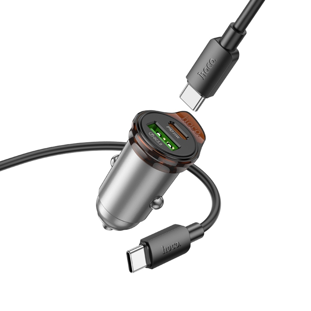    Hoco NZ16A USB/ Type-C 43W PD QC 25W metal grey +  Type-C to Type-C