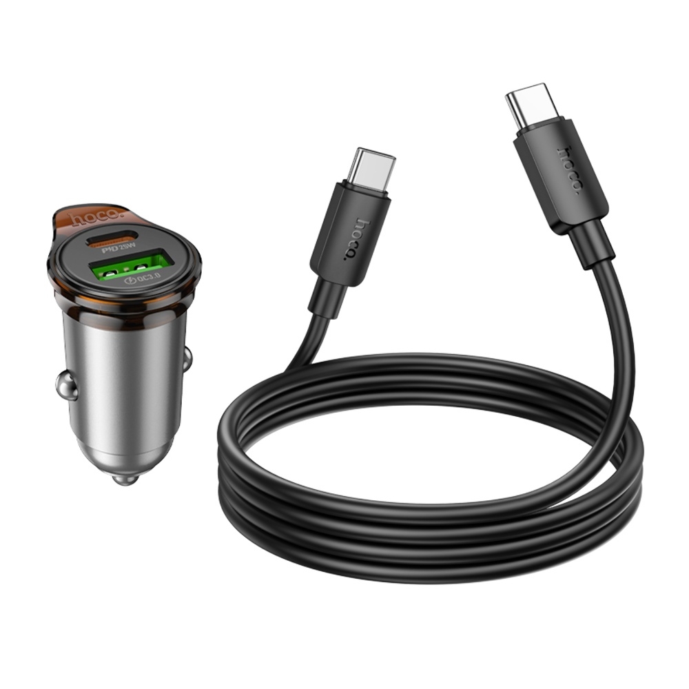    Hoco NZ16A USB/ Type-C 43W PD QC 25W metal grey +  Type-C to Type-C