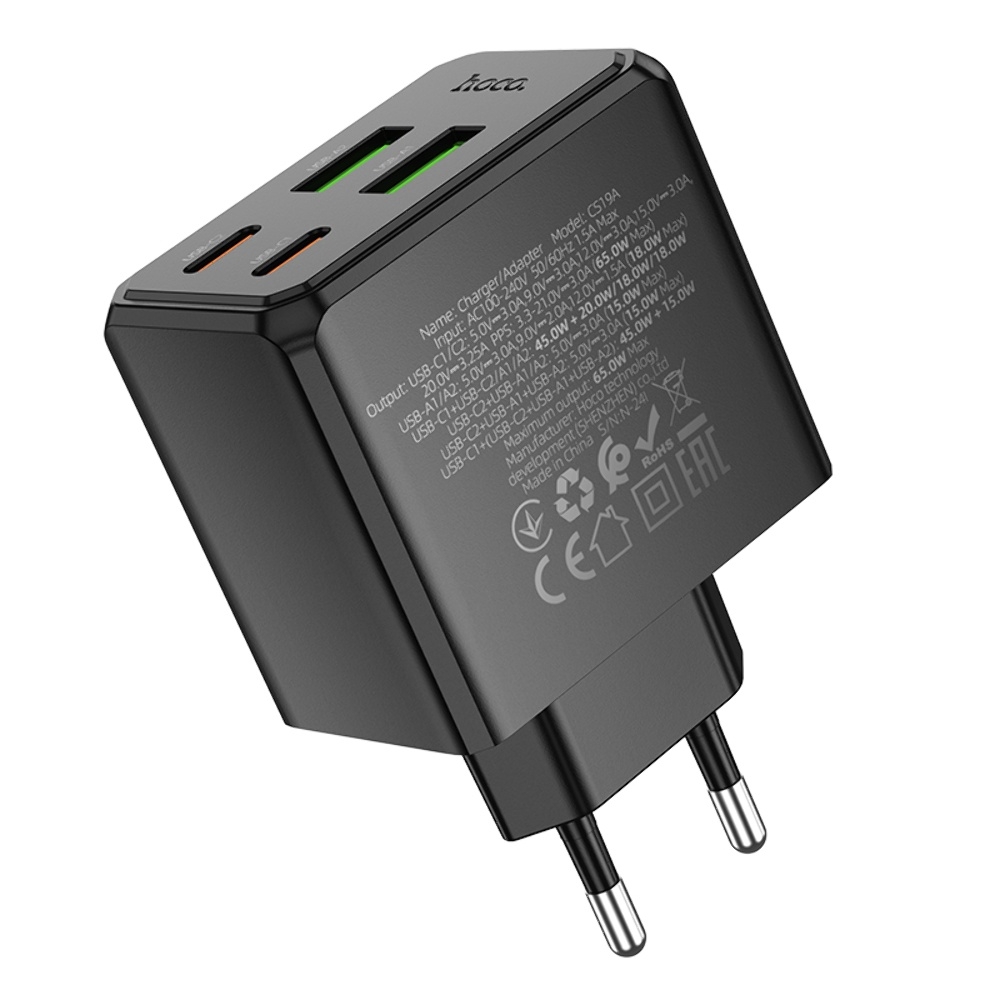    Hoco CS19A 2 USB/ 2 Type-C PD 65W black