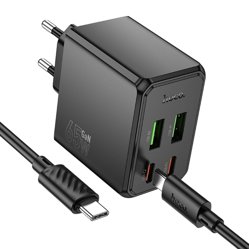    Hoco CS19A 2 USB/ 2 Type-C PD 65W black +  Type-C to Type-C