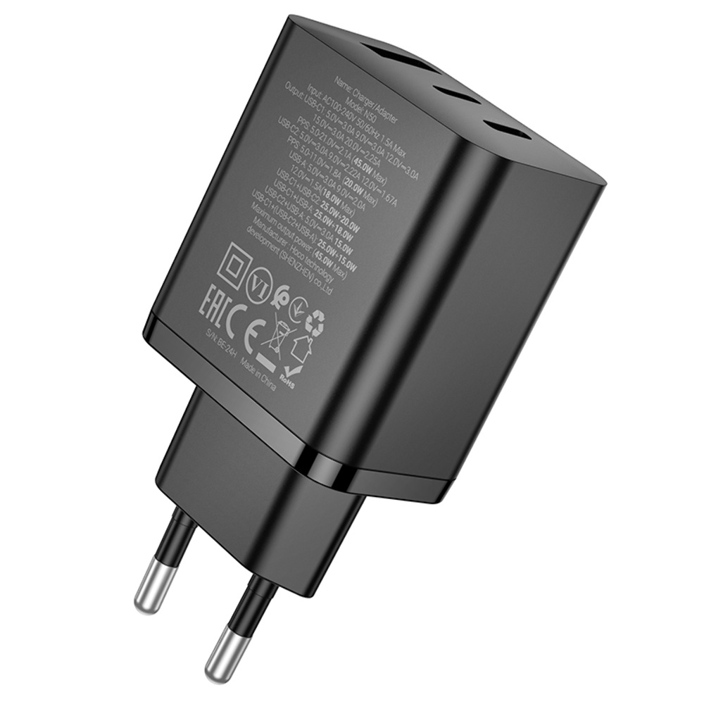    Hoco N50 USB/ 2 Type-C PD 45W black