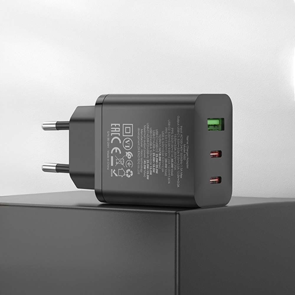    Hoco N50 USB/ 2 Type-C PD 45W black