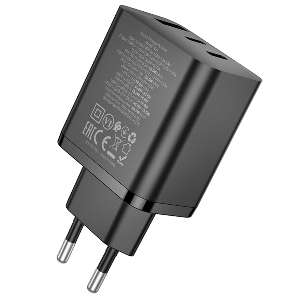    Hoco N51 USB/ 2 Type-C PD 65W black