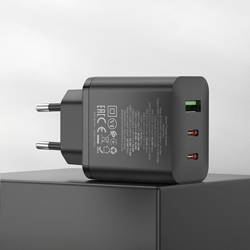    Hoco N51 USB/ 2 Type-C PD 65W black