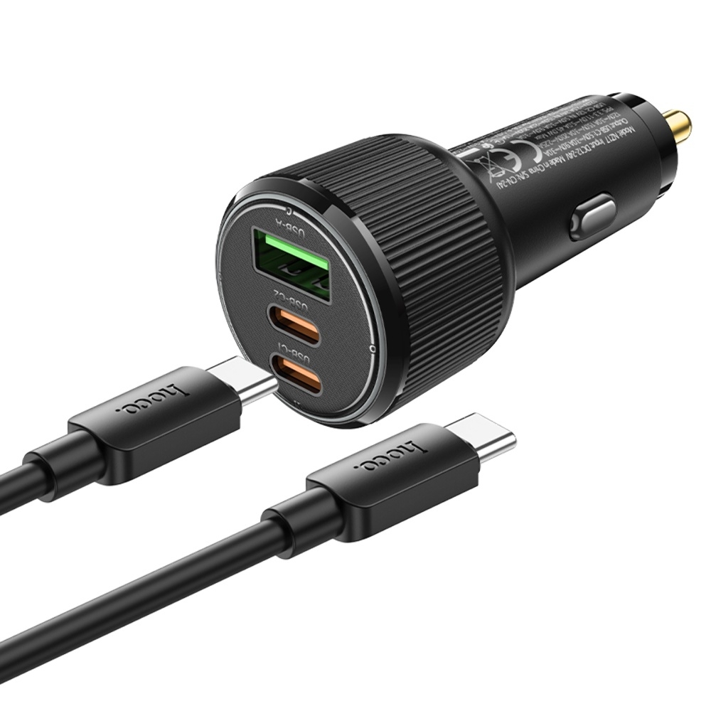    Hoco NZ17 USB/ 2 Type-C PD 75W black +  Type-C to Type-C