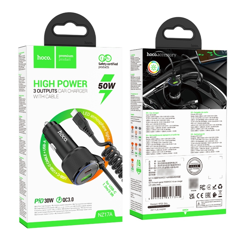    Hoco NZ17A USB/ 2 Type-C PD 50W   Type-C black