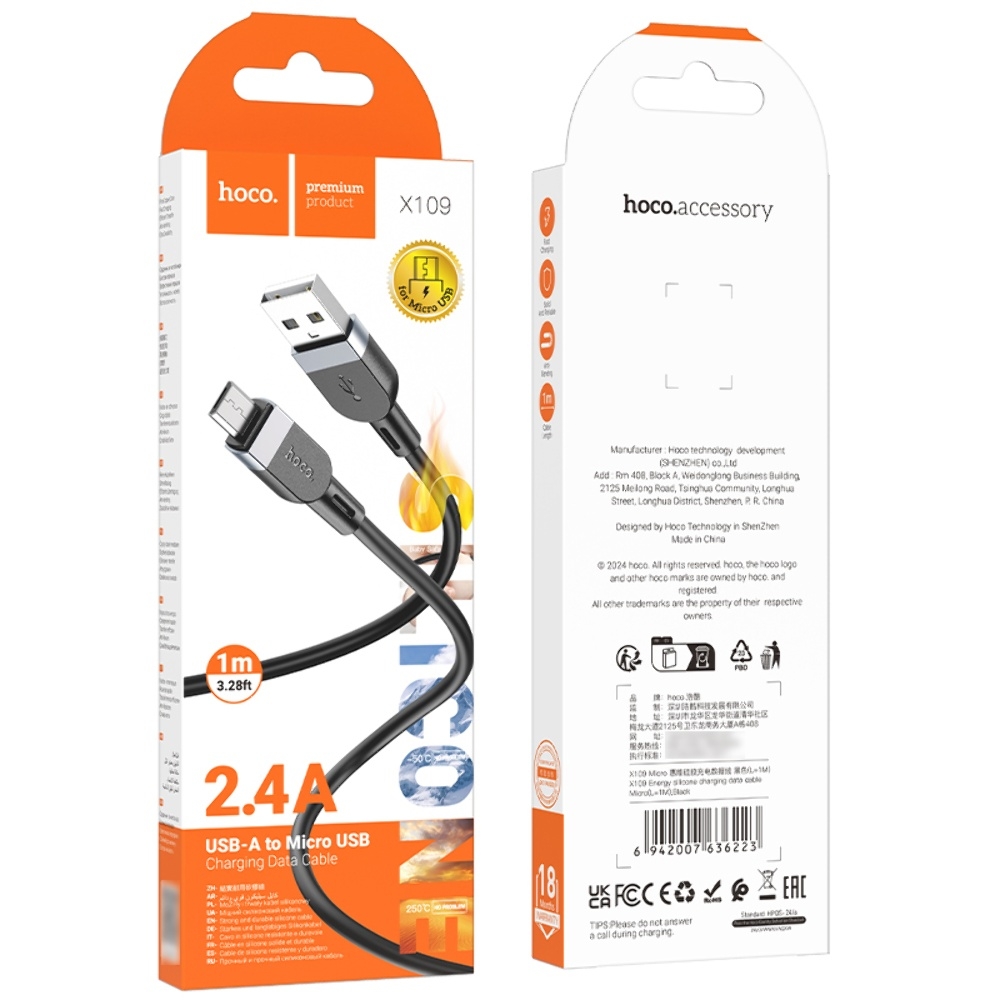  Hoco X109 USB to MicroUSB 1m black