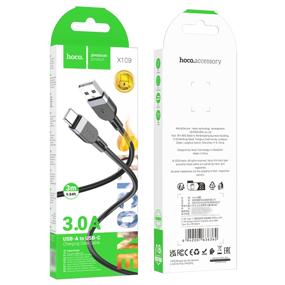  Hoco X109 USB to Type-C 3m black