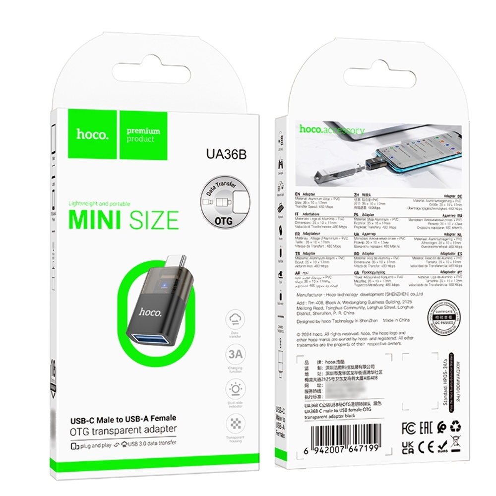   Hoco UA36B Type-C to USB black