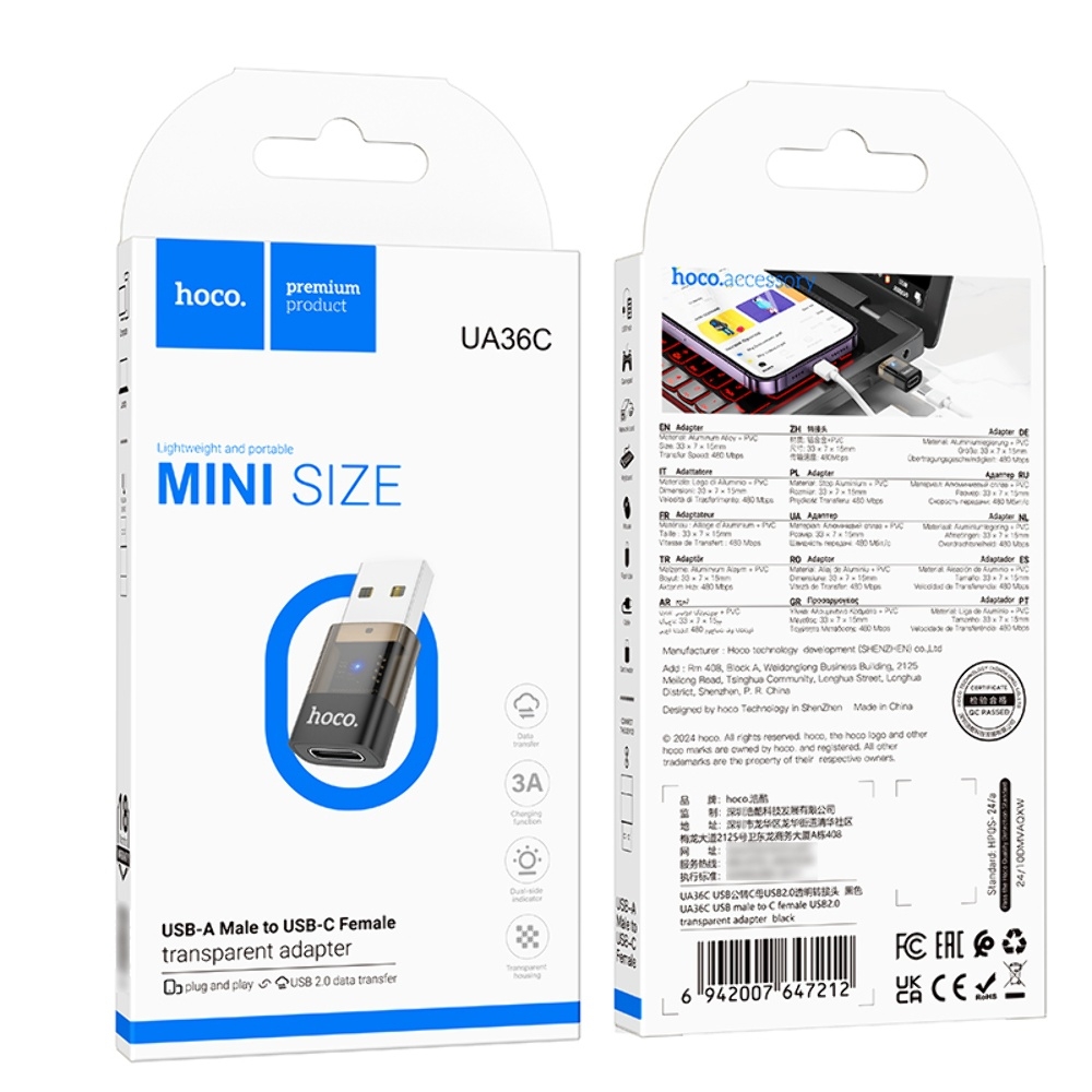   Hoco UA36C USB to Type-C black