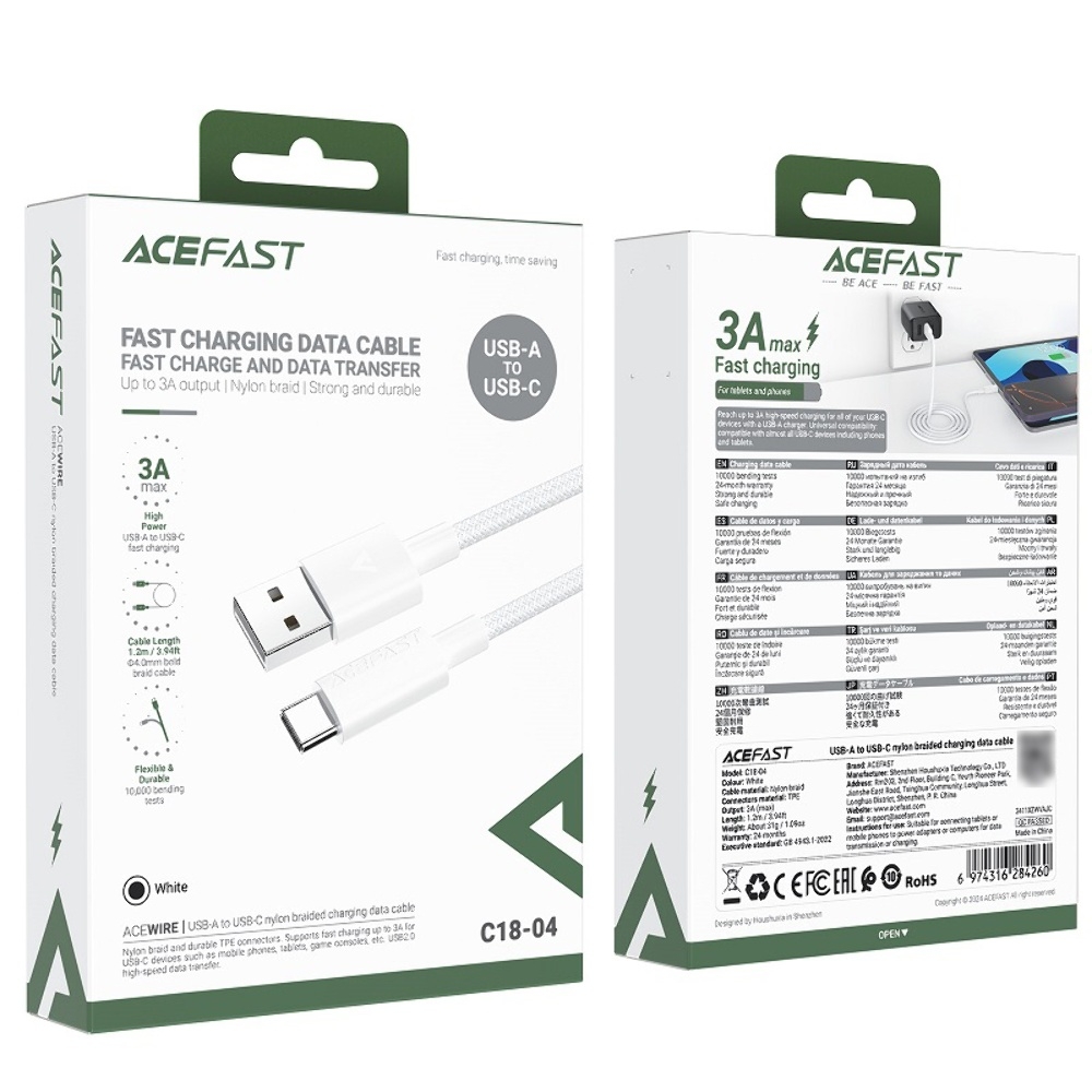  Acefast C18-04 USB to Type-C PD 1.2m white