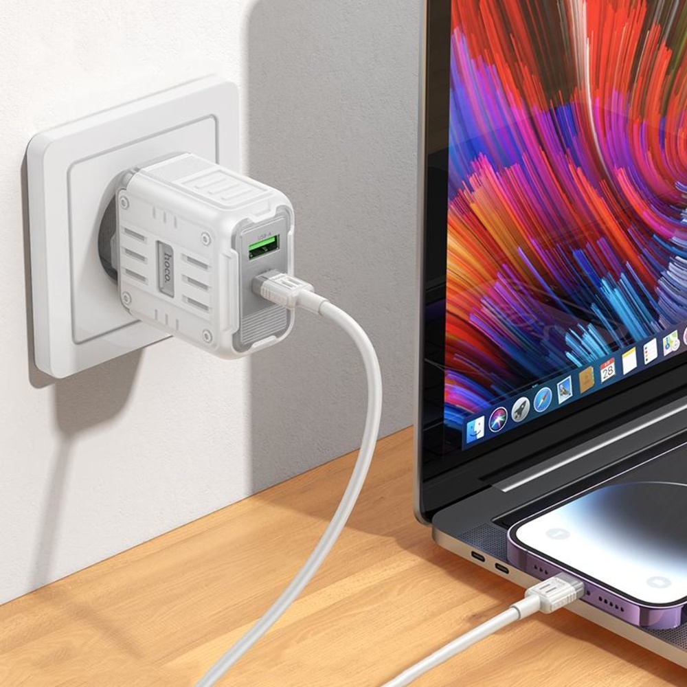    Hoco C136A USB/ Type-C PD 45W white +  Type-C to Lightning