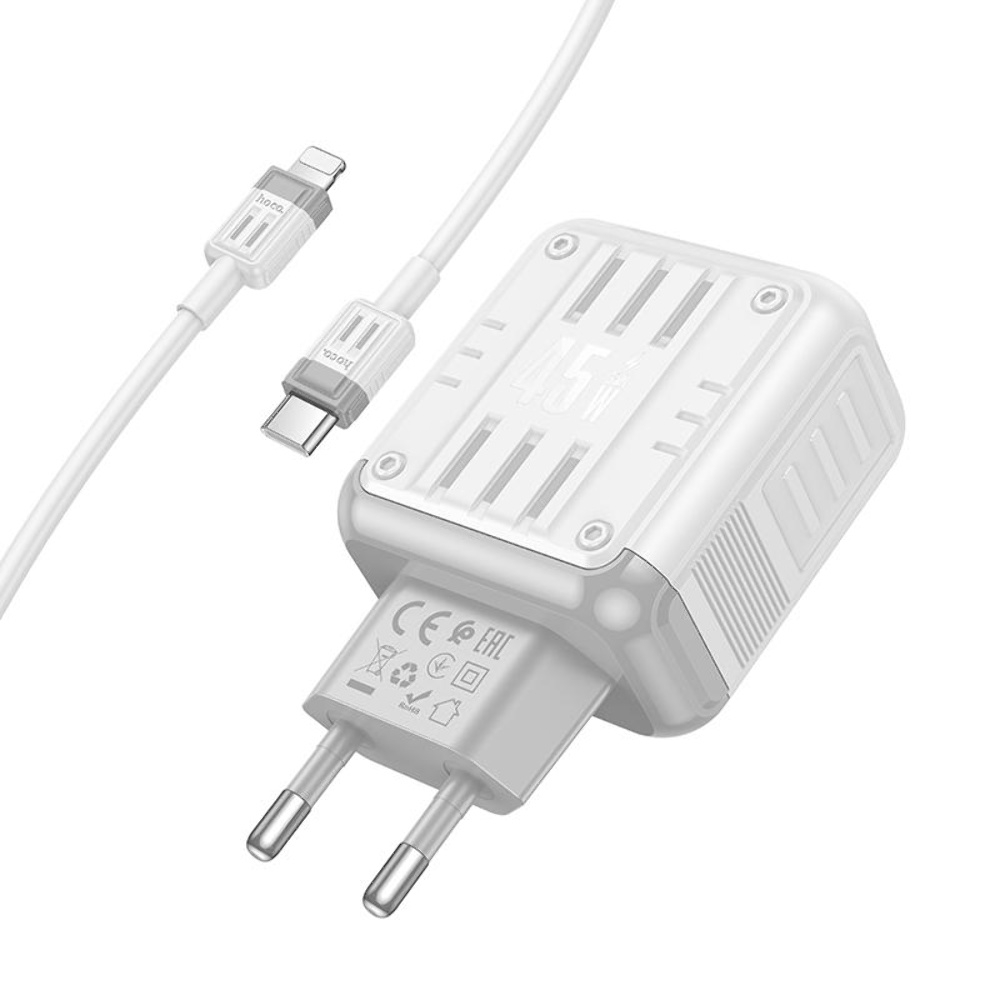    Hoco C136A USB/ Type-C PD 45W white +  Type-C to Lightning