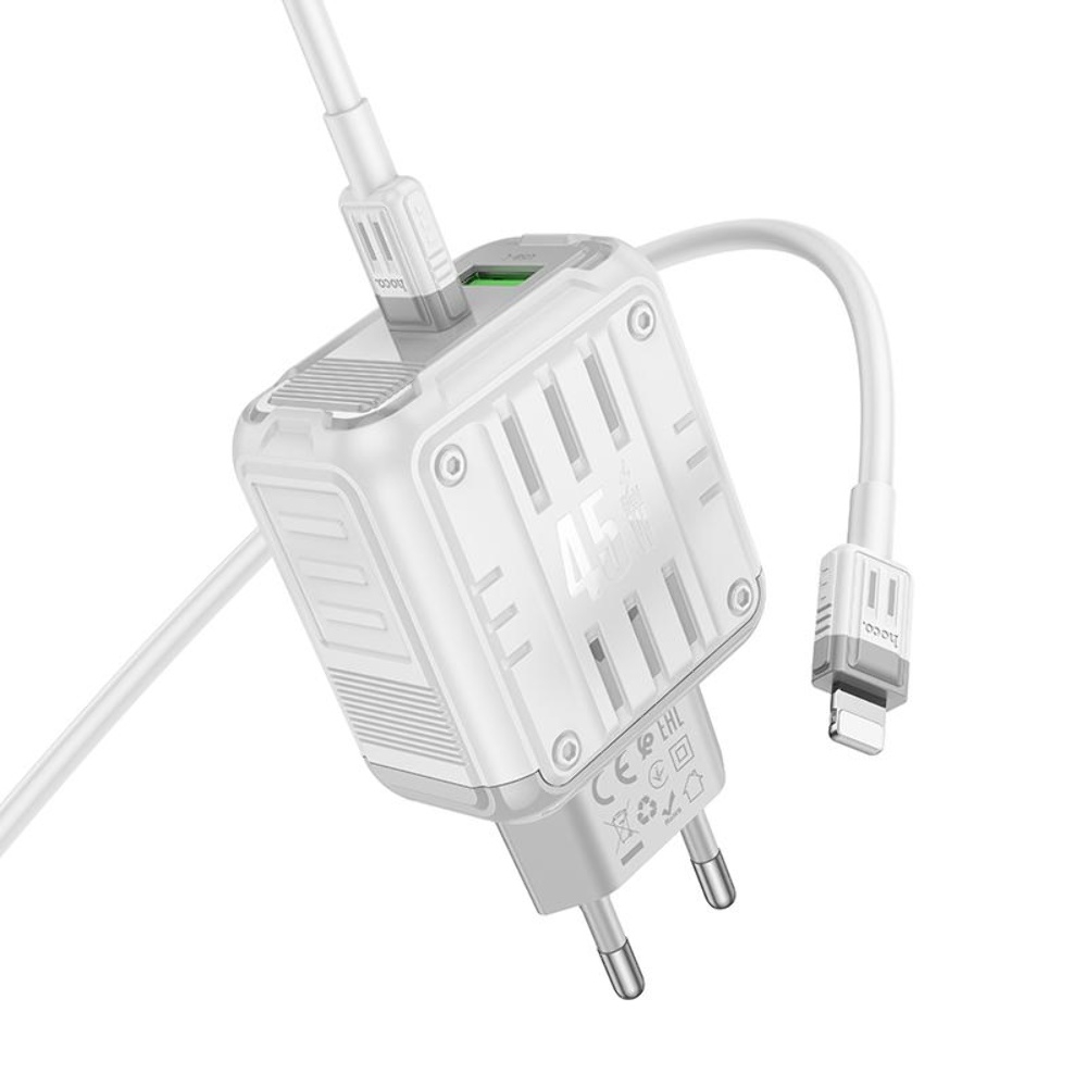    Hoco C136A USB/ Type-C PD 45W white +  Type-C to Lightning