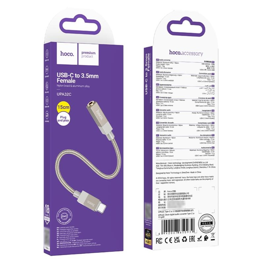   Hoco UPA32C Type-C to Jack 3.5 gold