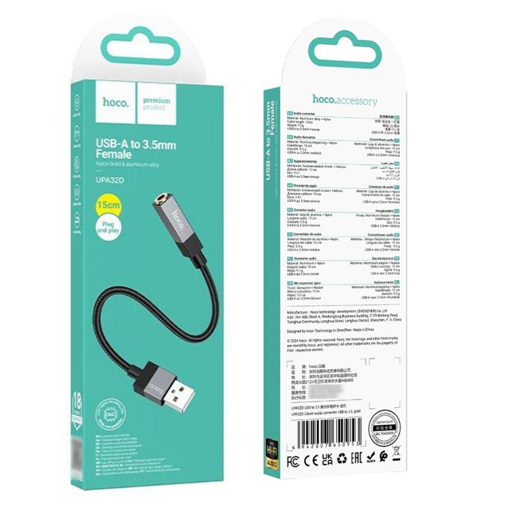   Hoco UPA32D USB to Jack 3.5 black