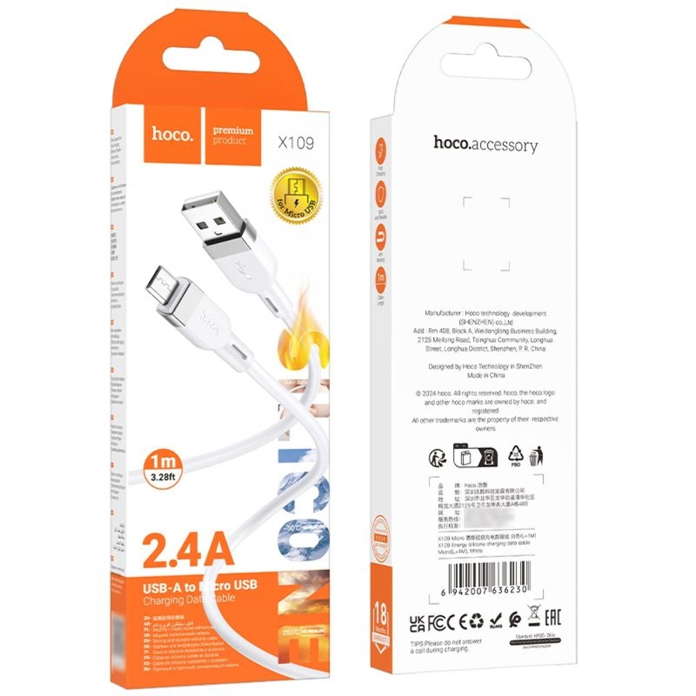  Hoco X109 USB to MicroUSB 1m white