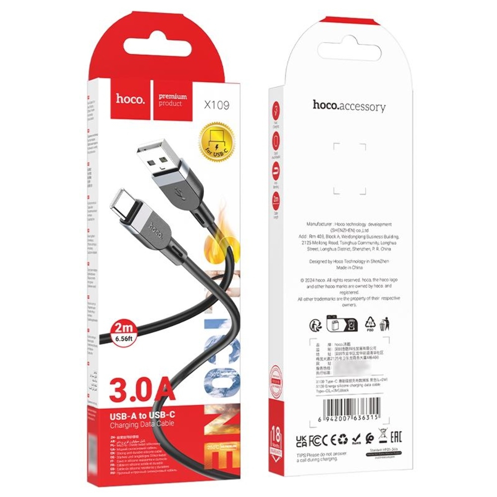  Hoco X109 USB to Type-C 2m black