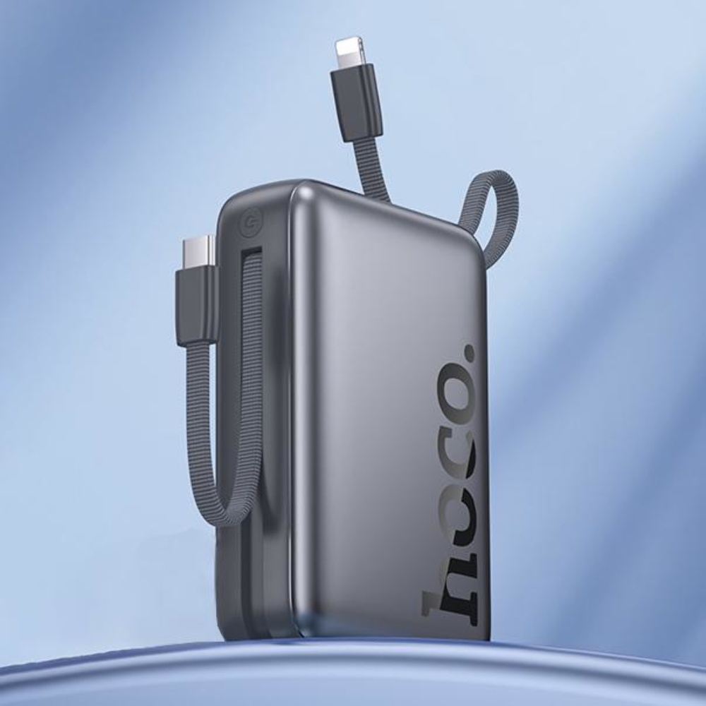 Power bank Hoco Q39 20000mAh 22.5W+PD 20W +  21 Type-C/ Lightning metal grey