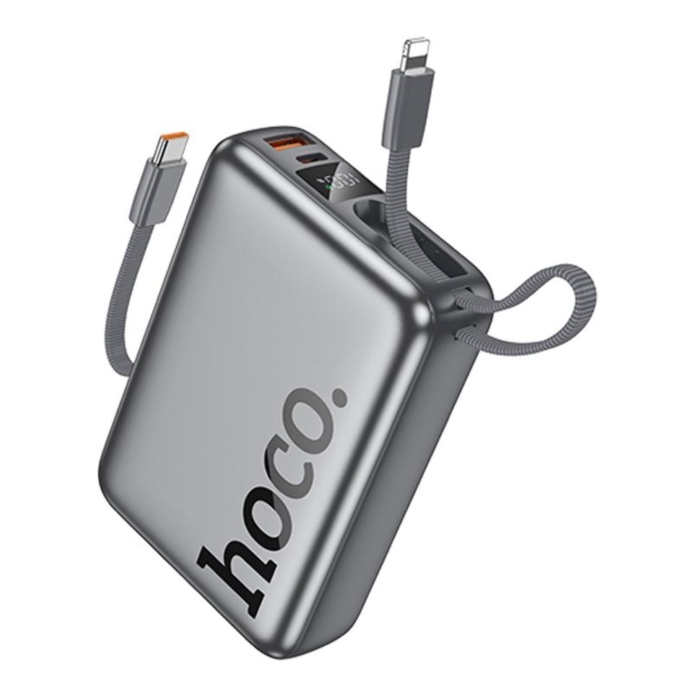 Power bank Hoco Q39 20000mAh 22.5W+PD 20W +  21 Type-C/ Lightning metal grey