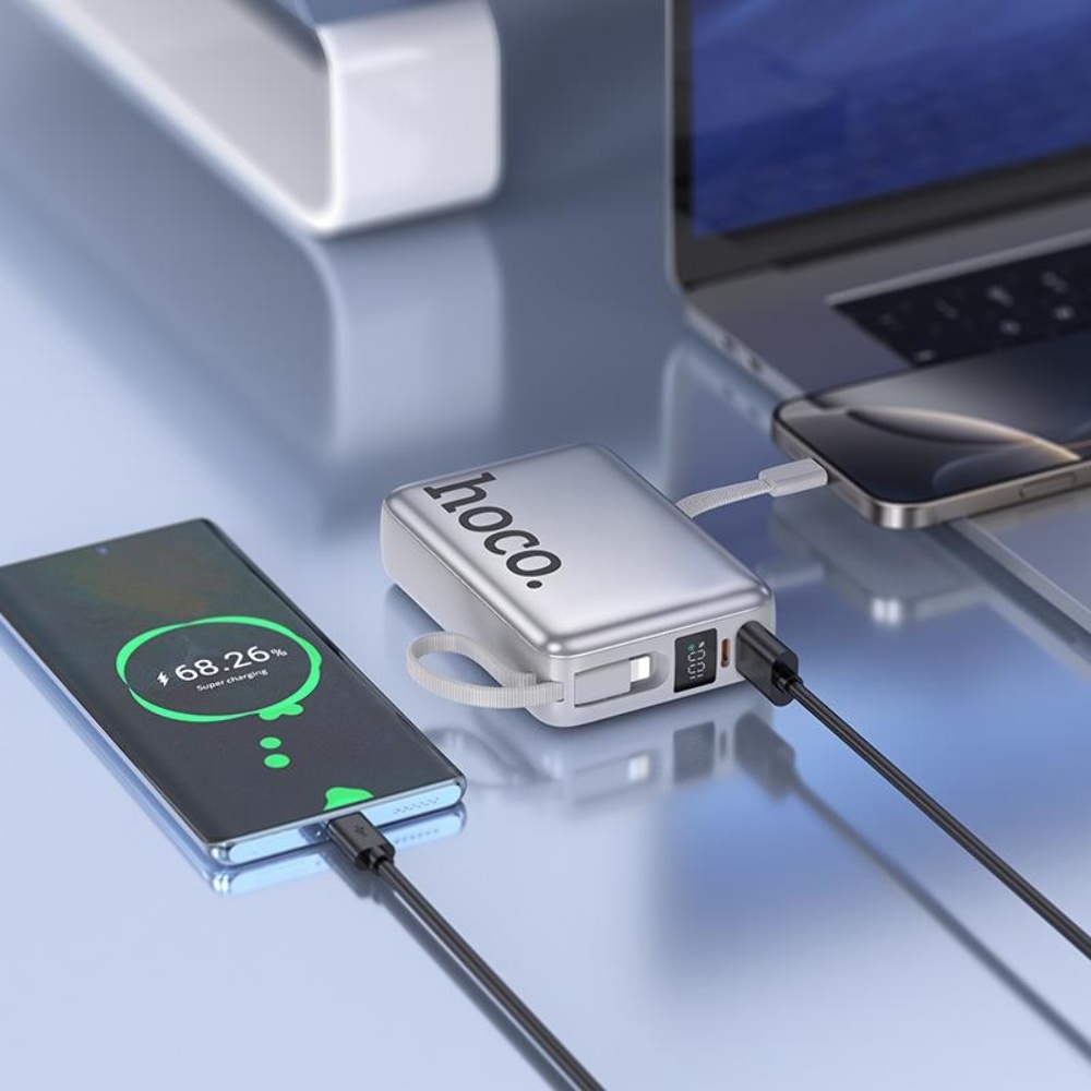 Power bank Hoco Q39 20000mAh 22.5W+PD 20W +  21 Type-C/ Lightning silver