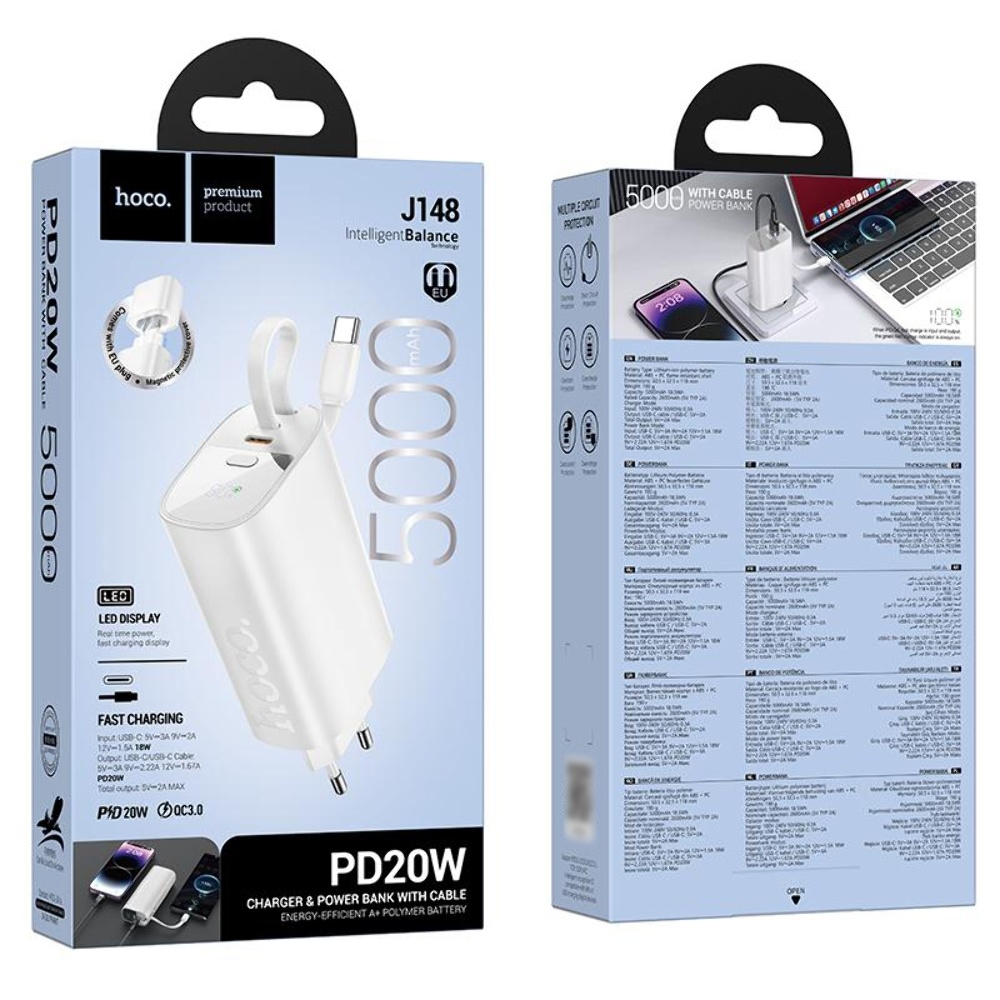    Hoco J148   Power Bank 5000mAh PD 20W+  Type-C white