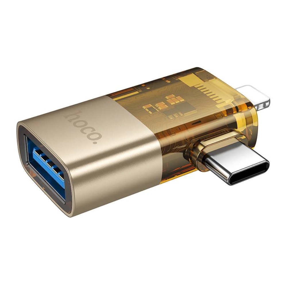   Hoco UA36E 21 Lightning/ Type-C to USB gold