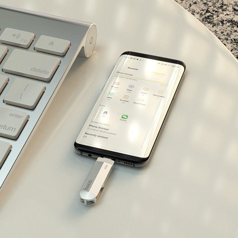 USB  Hoco UD10 16GB Wise   Type-C + USB-A   USB3.0 metal gray