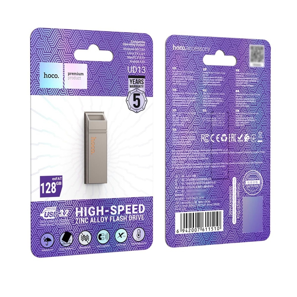 USB  Hoco UD13 128GB Wise Type-C/ USB3.2 metal gray