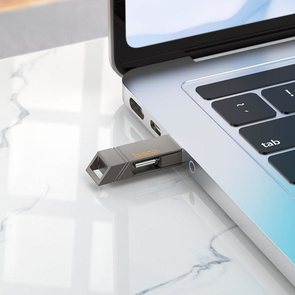 USB  Hoco UD14 64GB Wise Type-C/ USB3.2 + mini flash drive metal gray