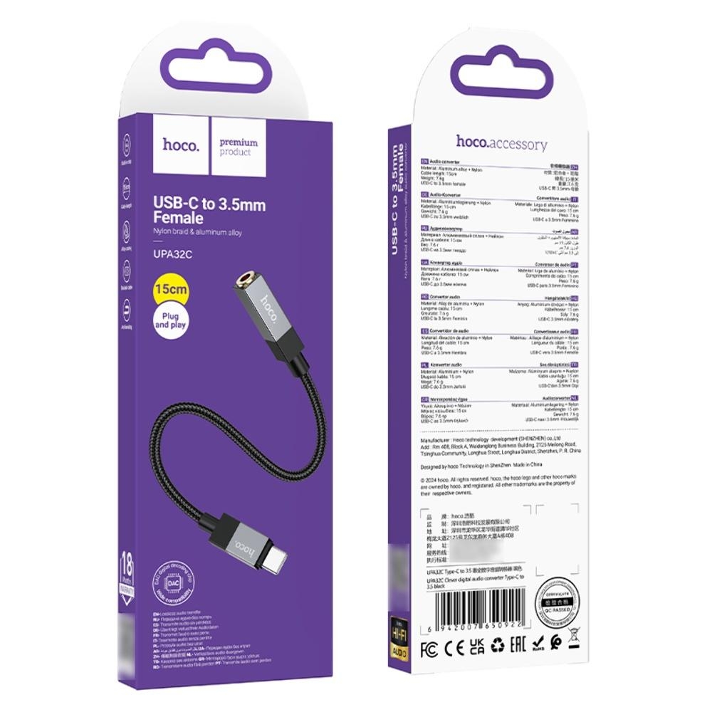   Hoco UPA32C Type-C to Jack 3.5 black