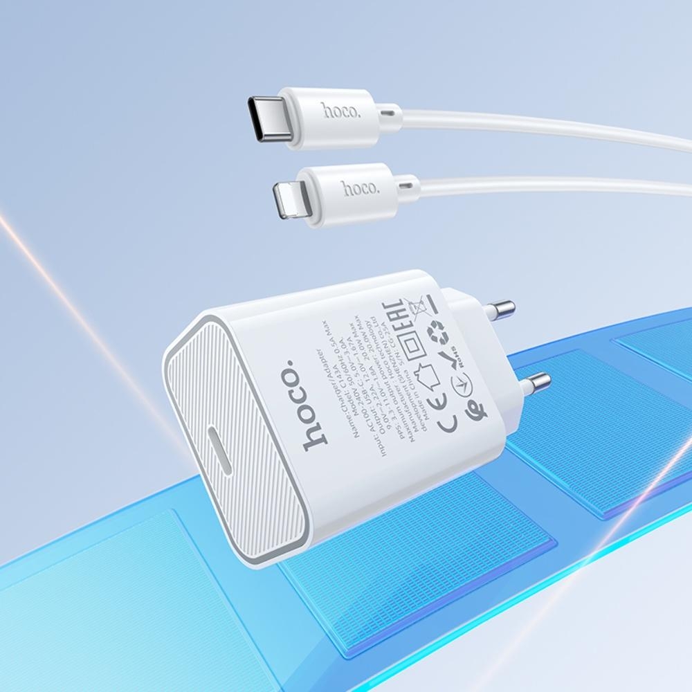    Hoco C143A Type-C PD white +  Type-C to Lightning