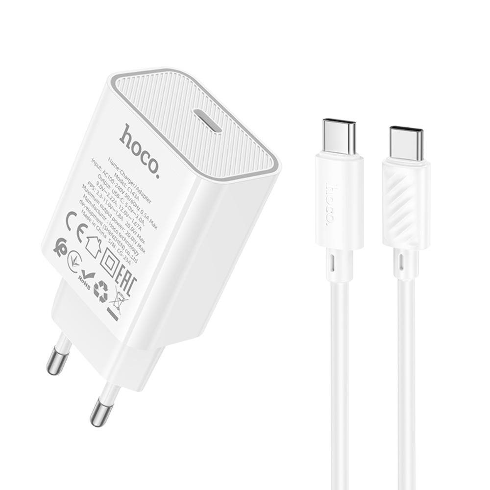    Hoco C143A Type-C PD white +  Type-C to Type-C