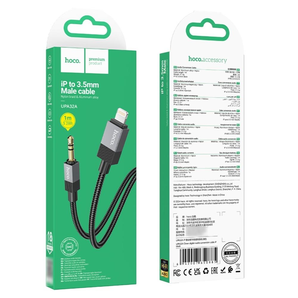  Hoco UPA32A Lightning to Jack 3.5 1m black