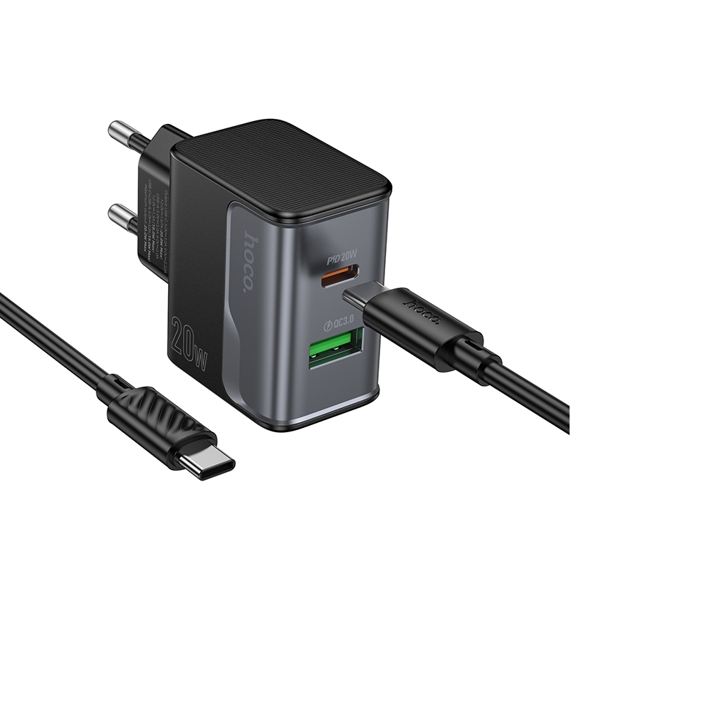    Hoco CS71A USB/ Type-C PD QC midnight black +  Type-C to Type-C