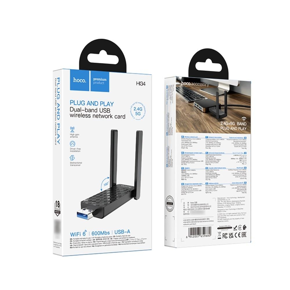  USB  Wi-Fi Hoco HI34 black