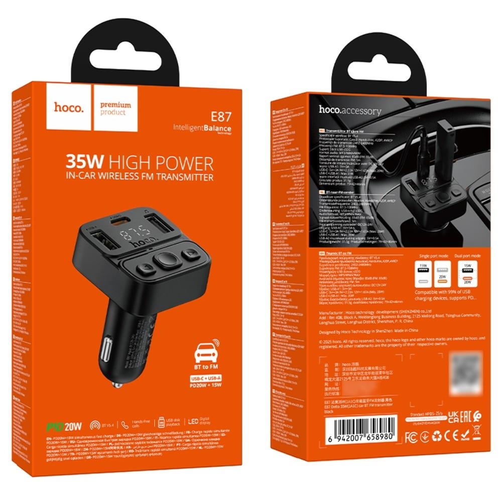    Hoco E87 USB/ Type-C 35W c   FM- black