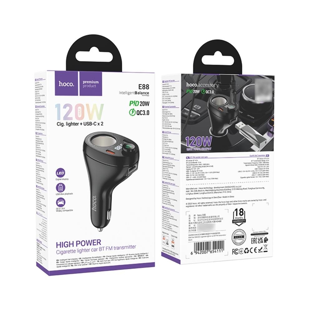    Hoco E88 2 Type-C 35W c   FM- black