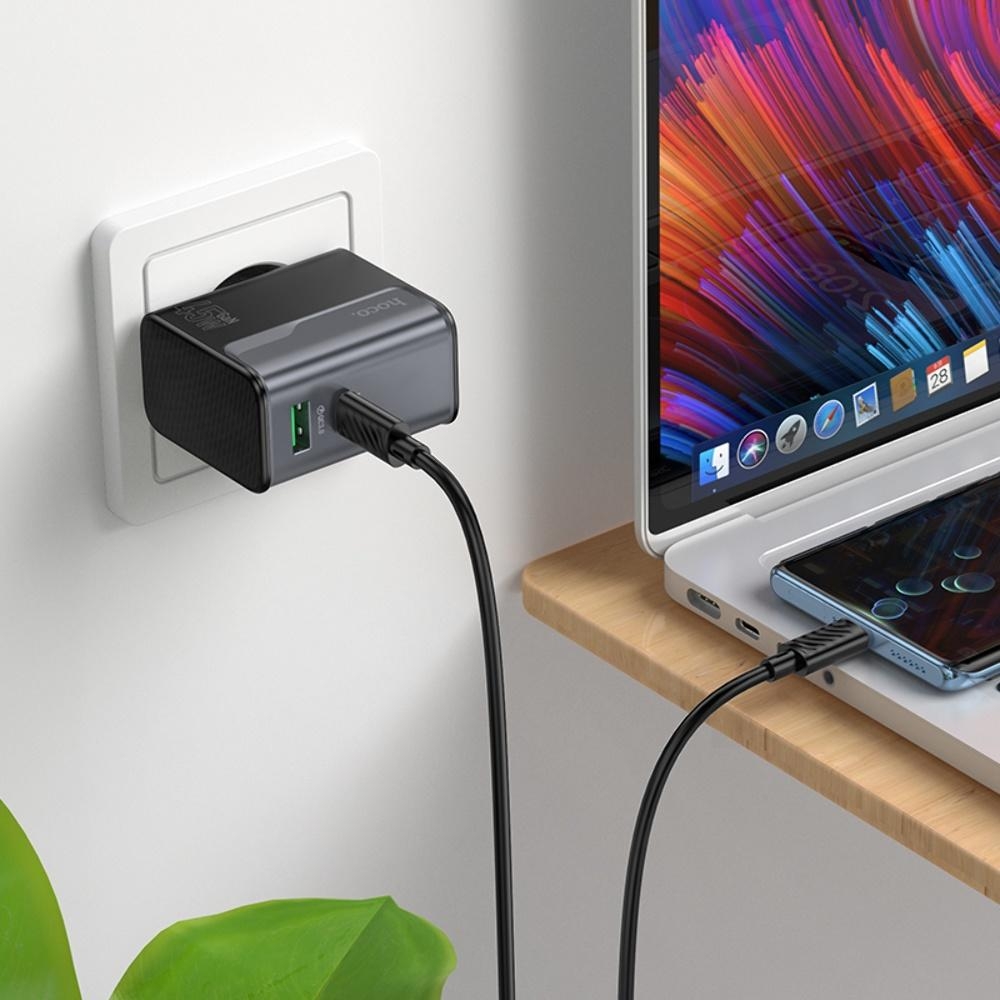    Hoco CS74A USB/ Type-C PD 45W QC midnight black +  Type-C to Type-C