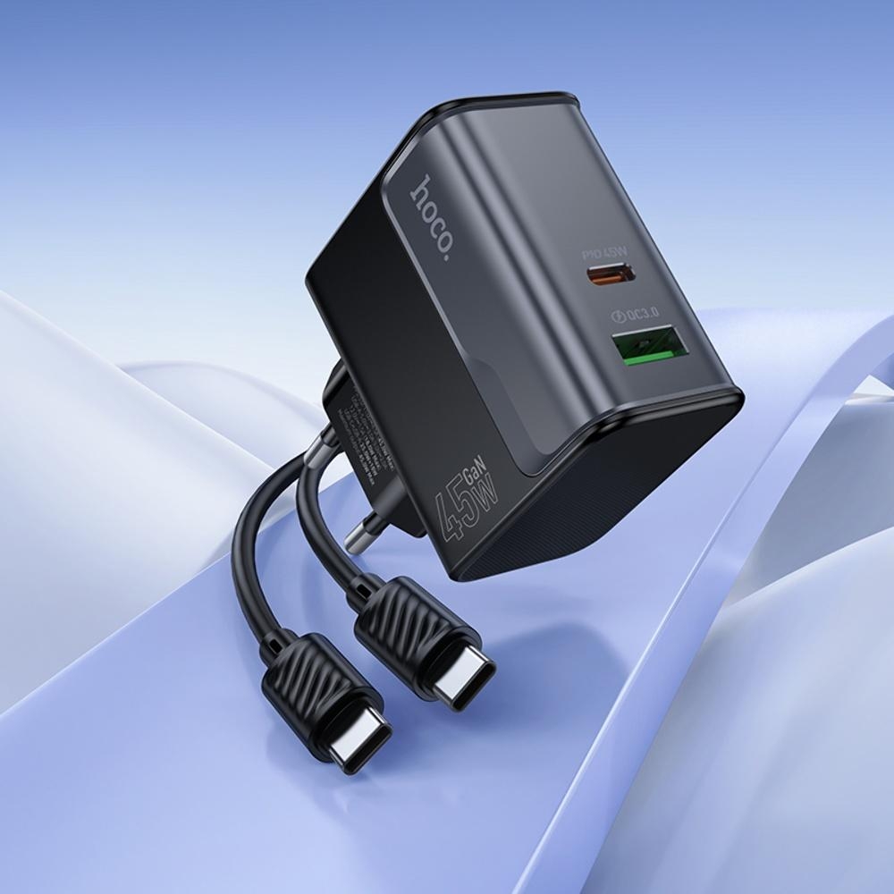    Hoco CS74A USB/ Type-C PD 45W QC midnight black +  Type-C to Type-C