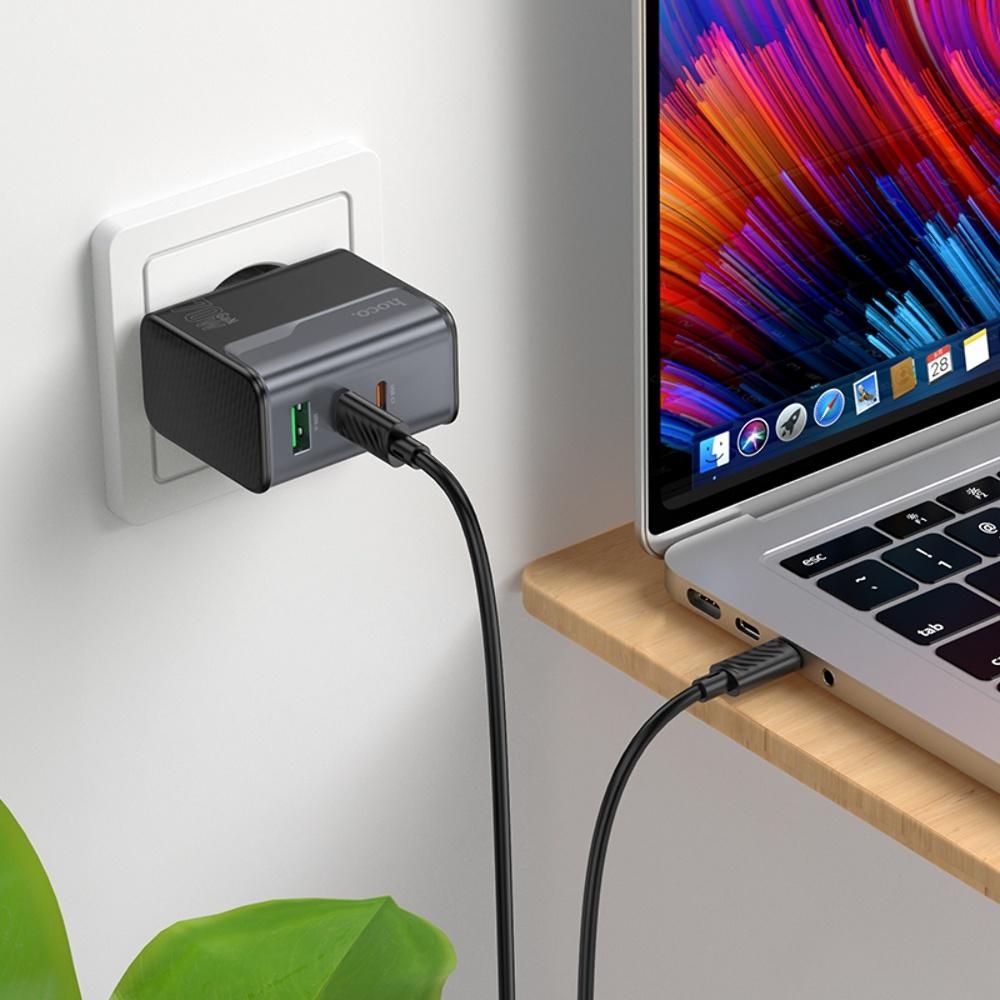    Hoco CS75A USB/ 2 Type-C PD 70W midnight black +  Type-C to Type-C