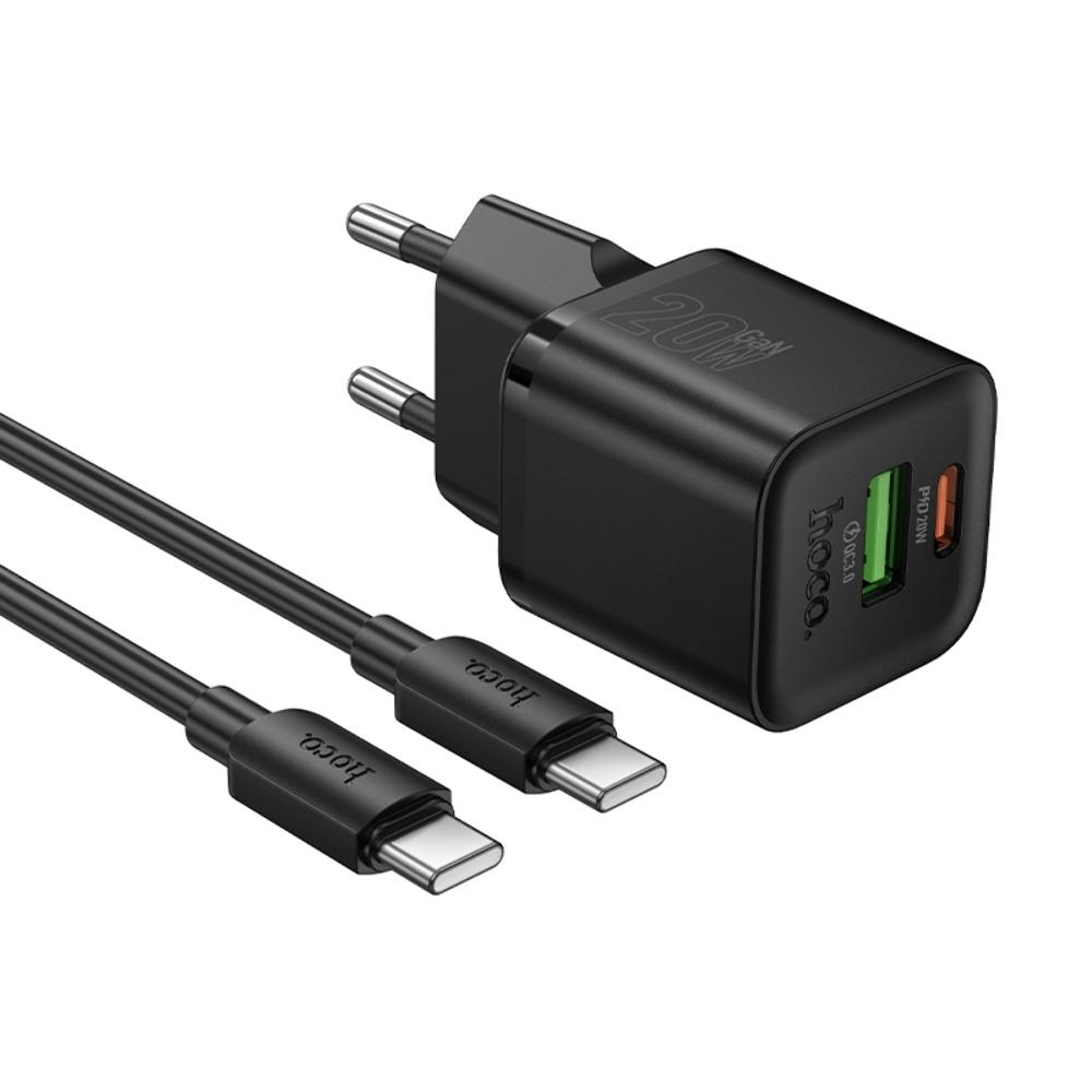    Hoco N65 USB/ Type-C PD QC black +  Type-C to Type-C