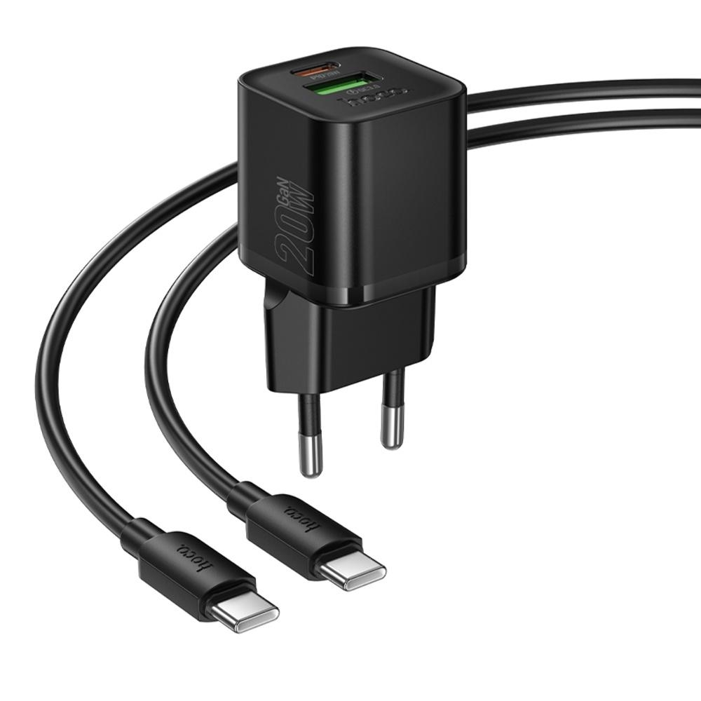    Hoco N65 USB/ Type-C PD QC black +  Type-C to Type-C