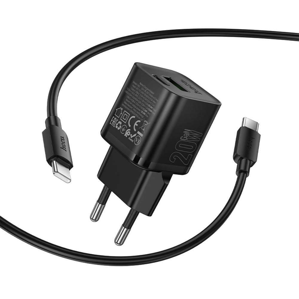    Hoco N65 USB/ Type-C PD QC black +  Type-C to Type-C