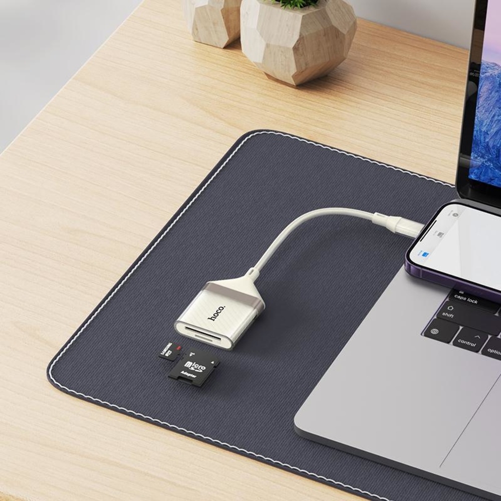   Hoco UA40 2-in-1 Lightning to TF/SD apricot