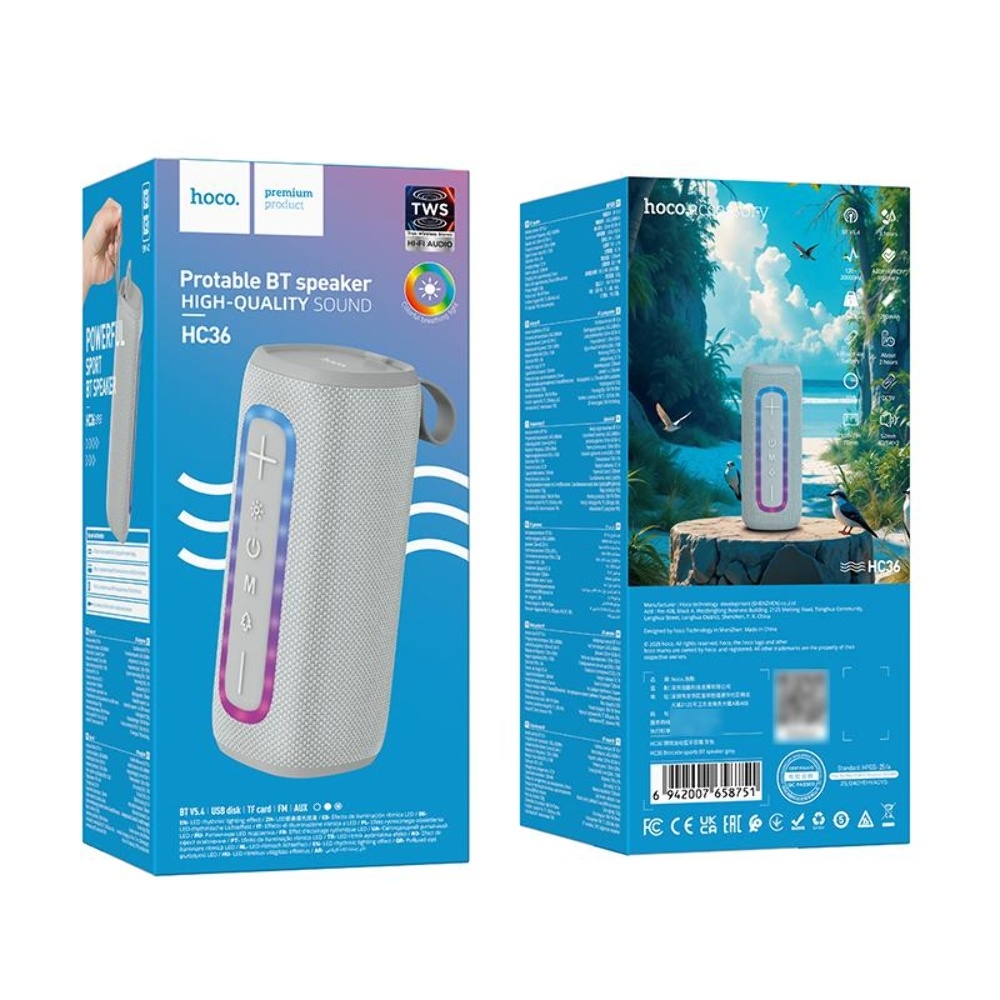 Bluetooth  Hoco HC36  LED  gray