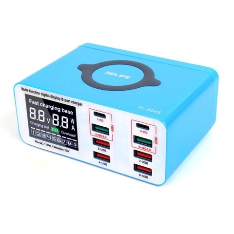   RELIFE RL-304S, 110 , Wireless Charge, Quick Charge, Power Delivery (PD), 8 