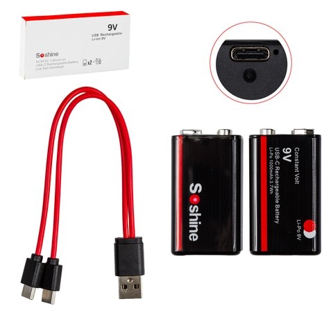   Soshine 6F22, 9 B, 2 ., c , (3700mWh),   USB Type-C | 3-12 .  | , , 