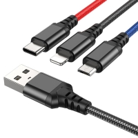 USB- Hoco X76, 3  1, Lightning, Type-C, Micro-USB, 100 , ,   ,    