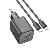    Hoco N41 USB/ Type-C PD QC black +  Type-C to Type-C